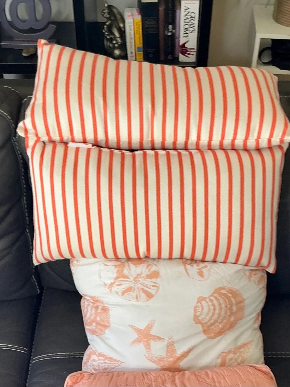 Sonoma Coral Striped and Shell Decorative Pillow Set